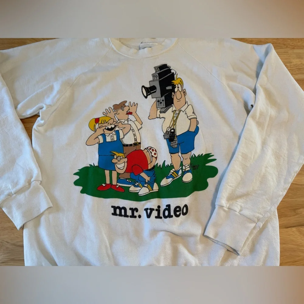Vintage White Mr. Video Graphic Sweatshirt - Picture 2 of 10